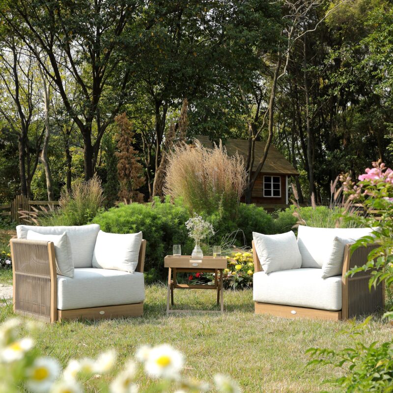 Pedra Rope and Aluminium Outdoor Bistro Set, Natural