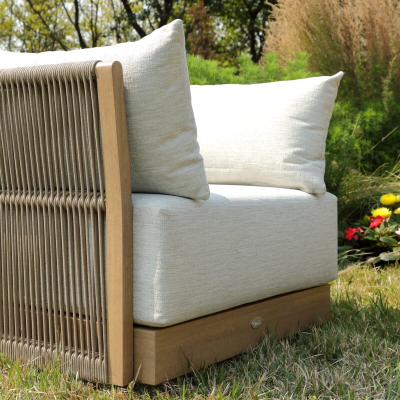 Pedra Rope and Aluminium Outdoor Bistro Set, Natural - Image 5