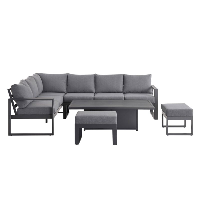 Albany Aluminium Large Corner Casual Dining Set with Rising Table, Grey - Image 8
