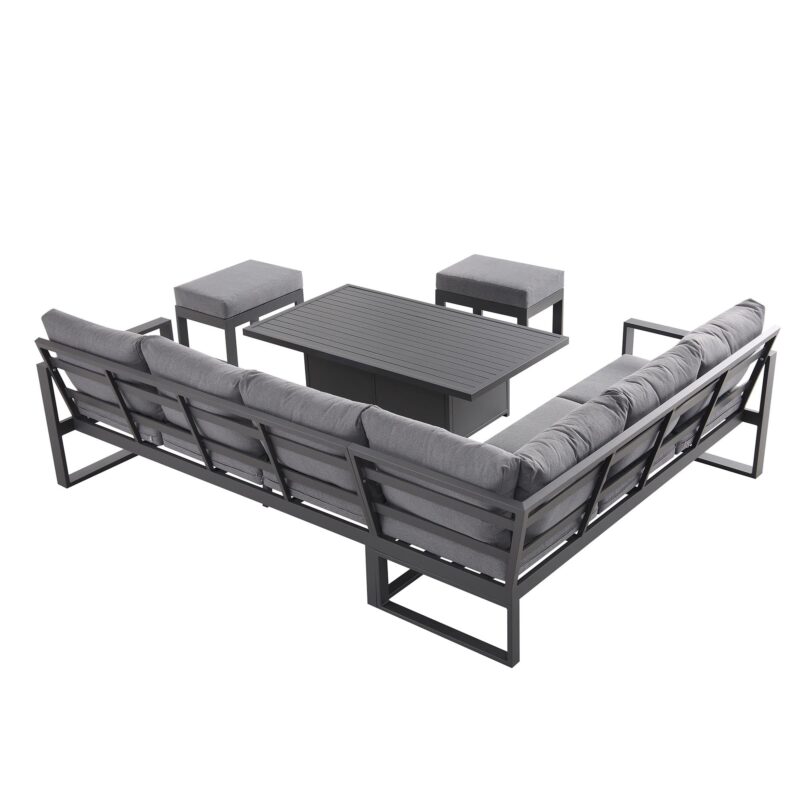 Albany Aluminium Large Corner Casual Dining Set with Rising Table, Grey - Image 10
