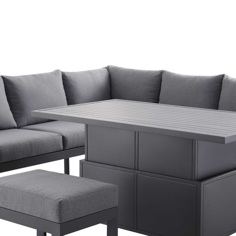 Albany Aluminium Large Corner Casual Dining Set with Rising Table, Grey - Image 11