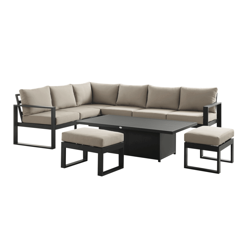 Albany Aluminium Large Corner Casual Dining Set with Rising Table, Taupe - Image 5