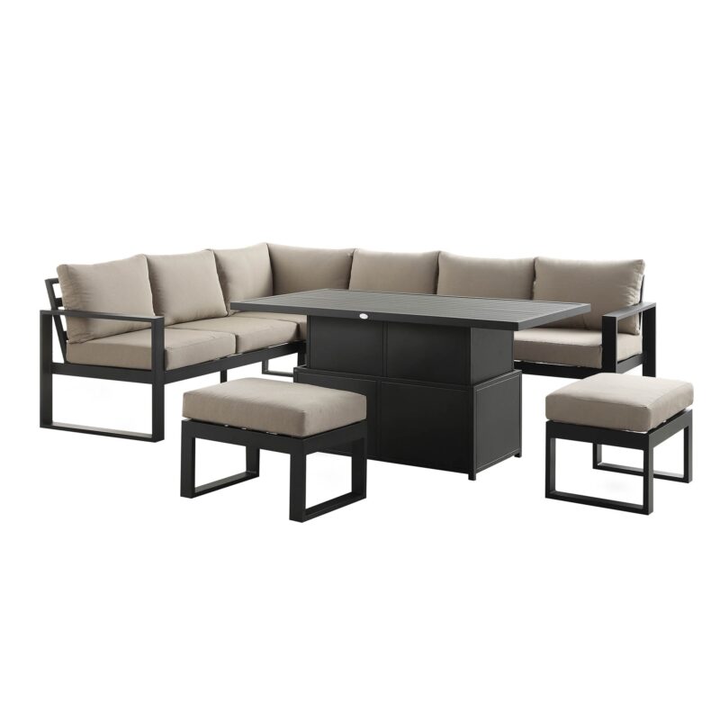 Albany Aluminium Large Corner Casual Dining Set with Rising Table, Taupe - Image 6