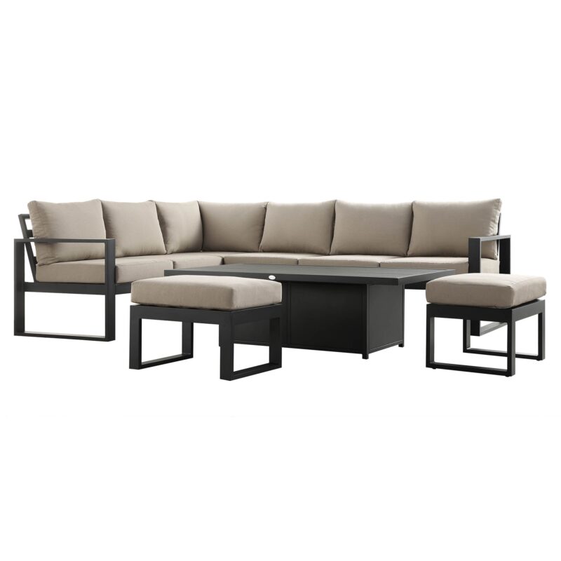 Albany Aluminium Large Corner Casual Dining Set with Rising Table, Taupe - Image 8