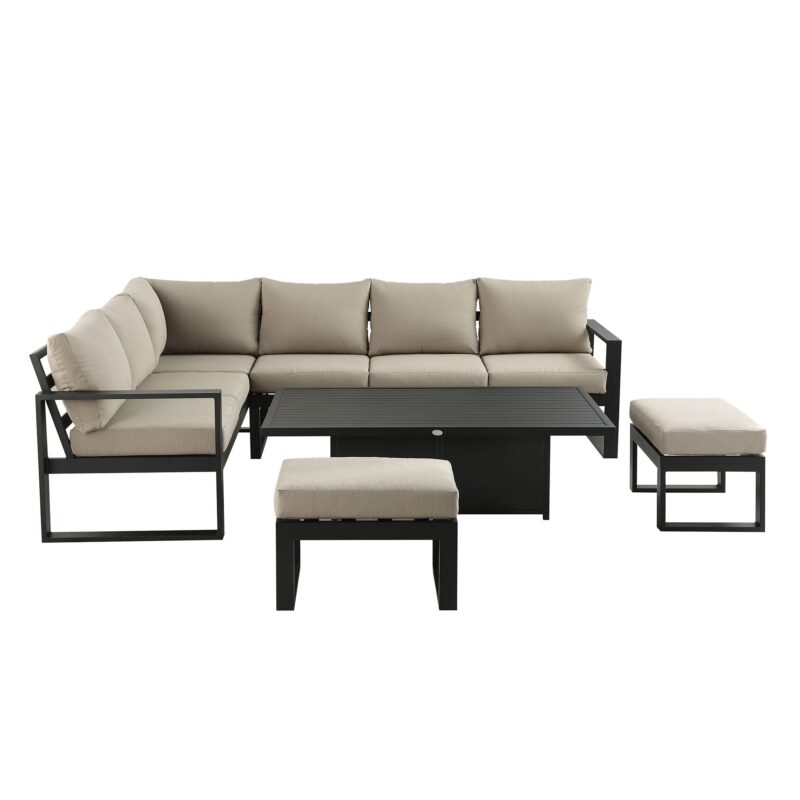 Albany Aluminium Large Corner Casual Dining Set with Rising Table, Taupe - Image 9