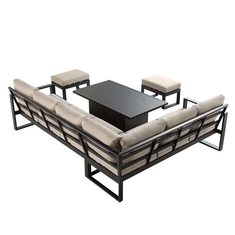 Albany Aluminium Large Corner Casual Dining Set with Rising Table, Taupe - Image 11