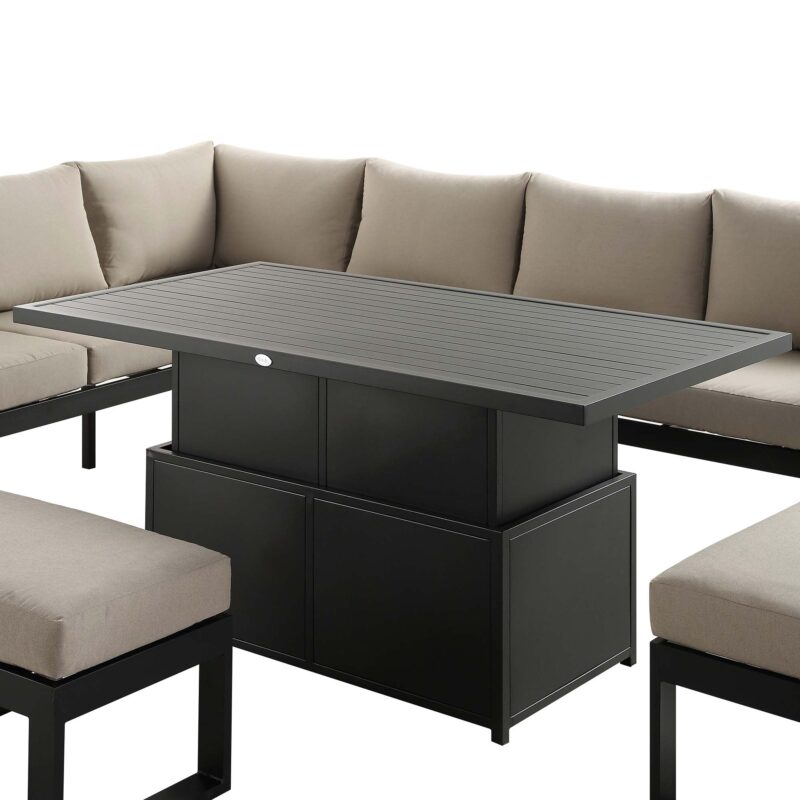 Albany Aluminium Large Corner Casual Dining Set with Rising Table, Taupe - Image 12