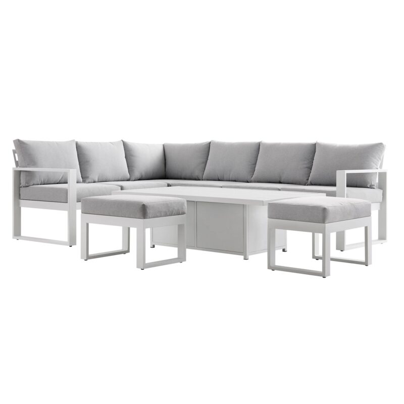 Albany Aluminium Large Corner Casual Dining Set with Rising Table, White - Image 7