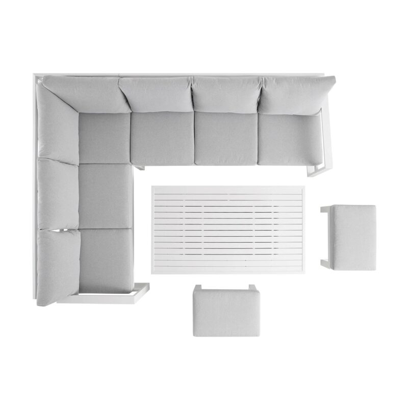 Albany Aluminium Large Corner Casual Dining Set with Rising Table, White - Image 8