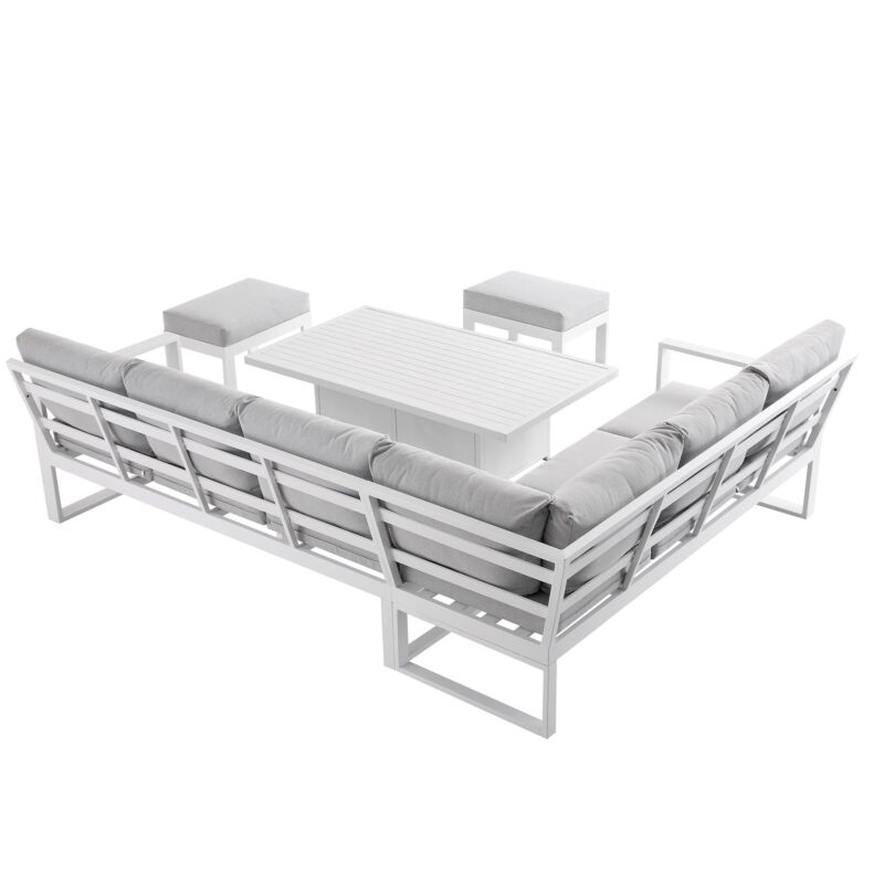 Albany Aluminium Large Corner Casual Dining Set with Rising Table, White - Image 10