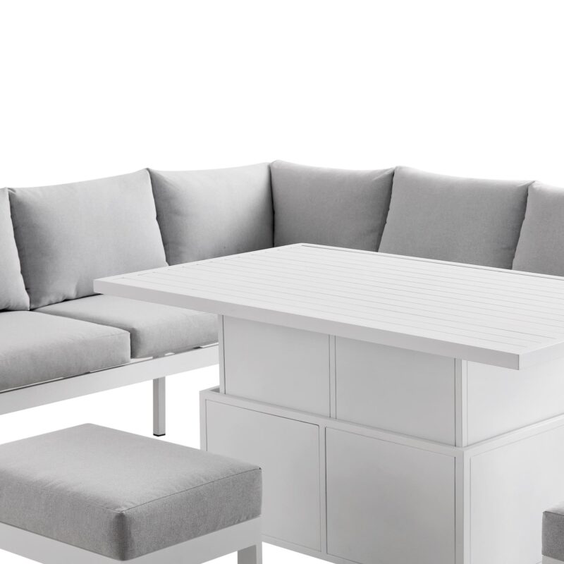Albany Aluminium Large Corner Casual Dining Set with Rising Table, White - Image 11