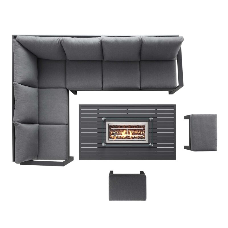 Albany Aluminium Large Corner Casual Dining Set with Firepit Table, Grey - Image 6