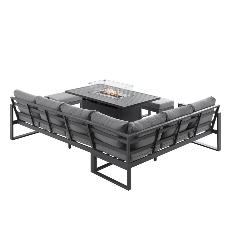 Albany Aluminium Large Corner Casual Dining Set with Firepit Table, Grey - Image 10