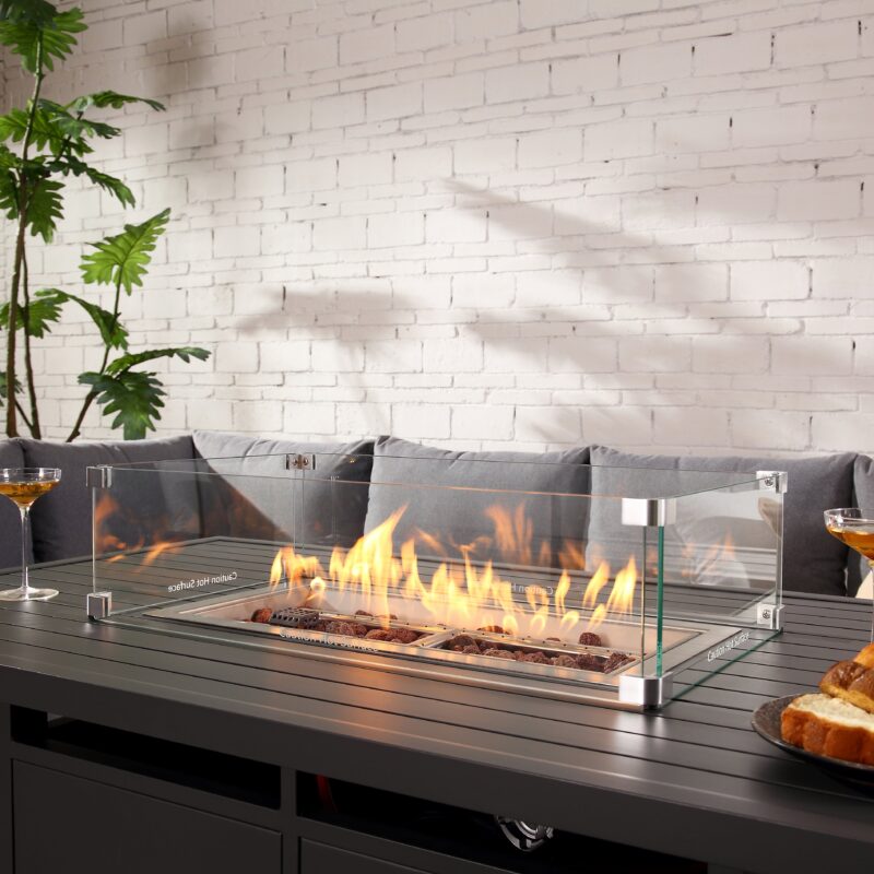 Albany Aluminium Large Corner Casual Dining Set with Firepit Table, Grey - Image 2