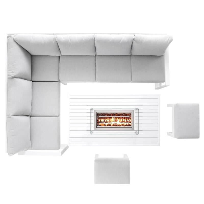 Albany Aluminium Large Corner Casual Dining Set with Firepit Table, White - Image 5