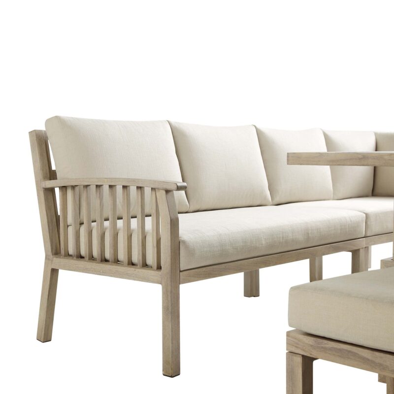 Earlswood Aluminium Washed Wood Effect Large Corner Sofa Set with Rising Table - Image 11