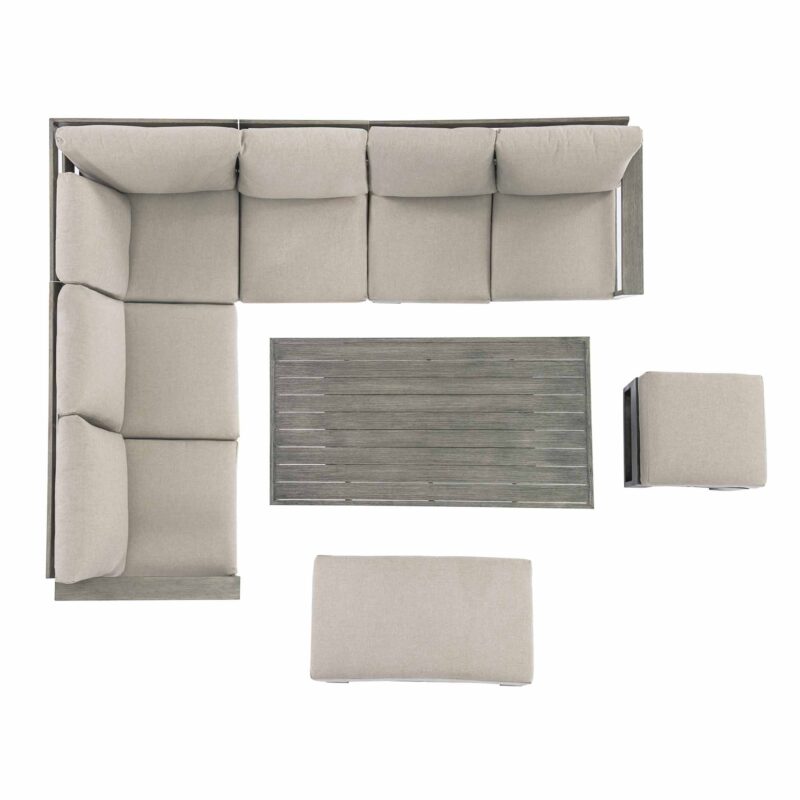 Montrose Aluminium Large Corner Casual Dining Set with Rising Table, Brushed Silver Oak - Image 14