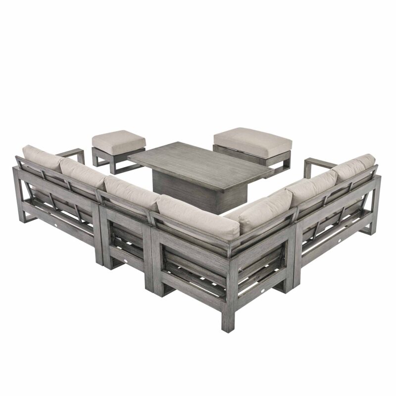 Montrose Aluminium Large Corner Casual Dining Set with Rising Table, Brushed Silver Oak - Image 15