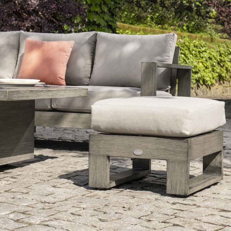 Montrose Aluminium Large Corner Casual Dining Set with Rising Table, Brushed Silver Oak - Image 8