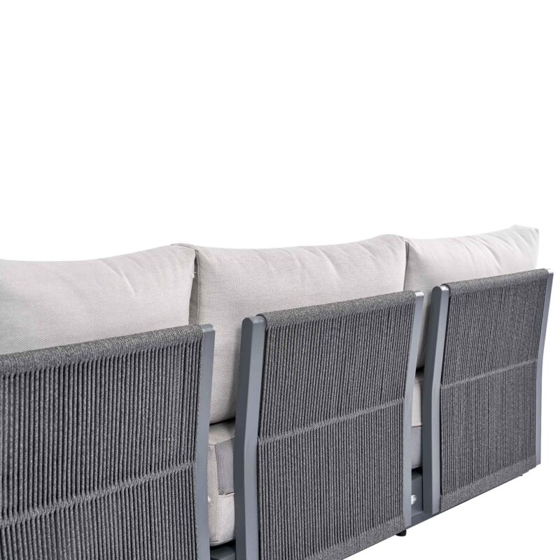 Pedra Rope and Aluminium Large Corner Casual Dining Set with Rising Table, Grey - Image 15
