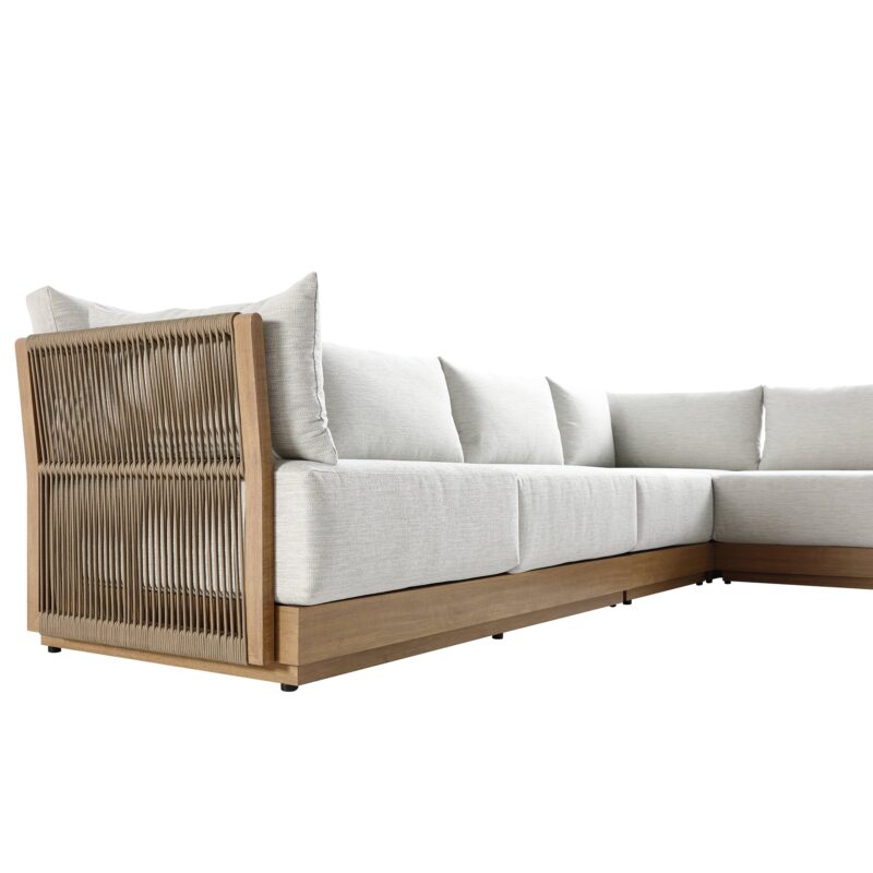 Pedra Rope and Aluminium Large Corner Casual Dining Set with Rising Table, Natural - Image 10