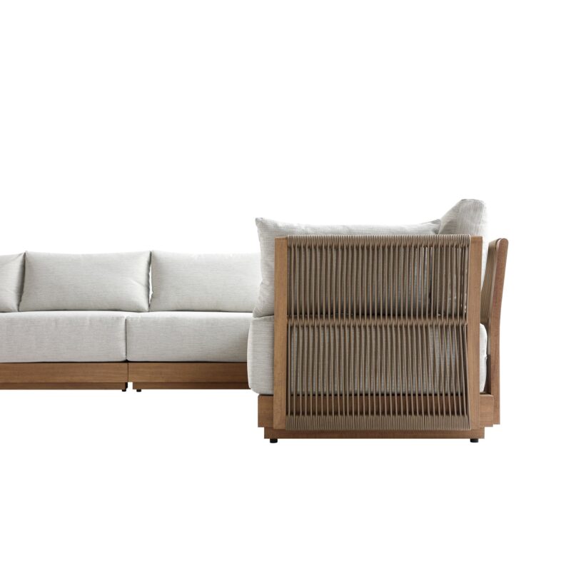Pedra Rope and Aluminium Large Corner Casual Dining Set with Rising Table, Natural - Image 11