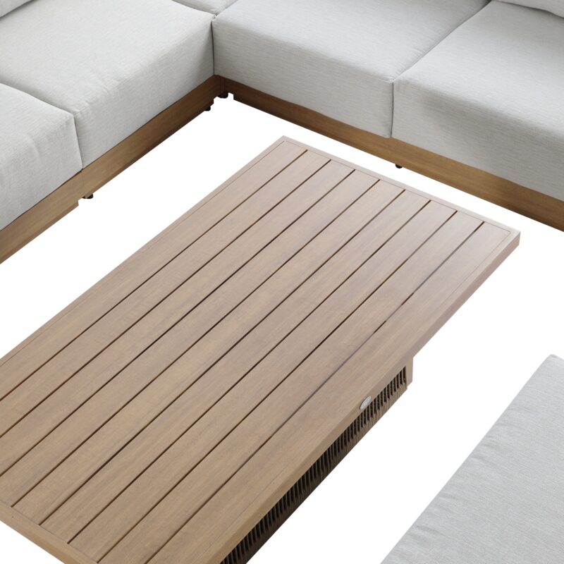Pedra Rope and Aluminium Large Corner Casual Dining Set with Rising Table, Natural - Image 14