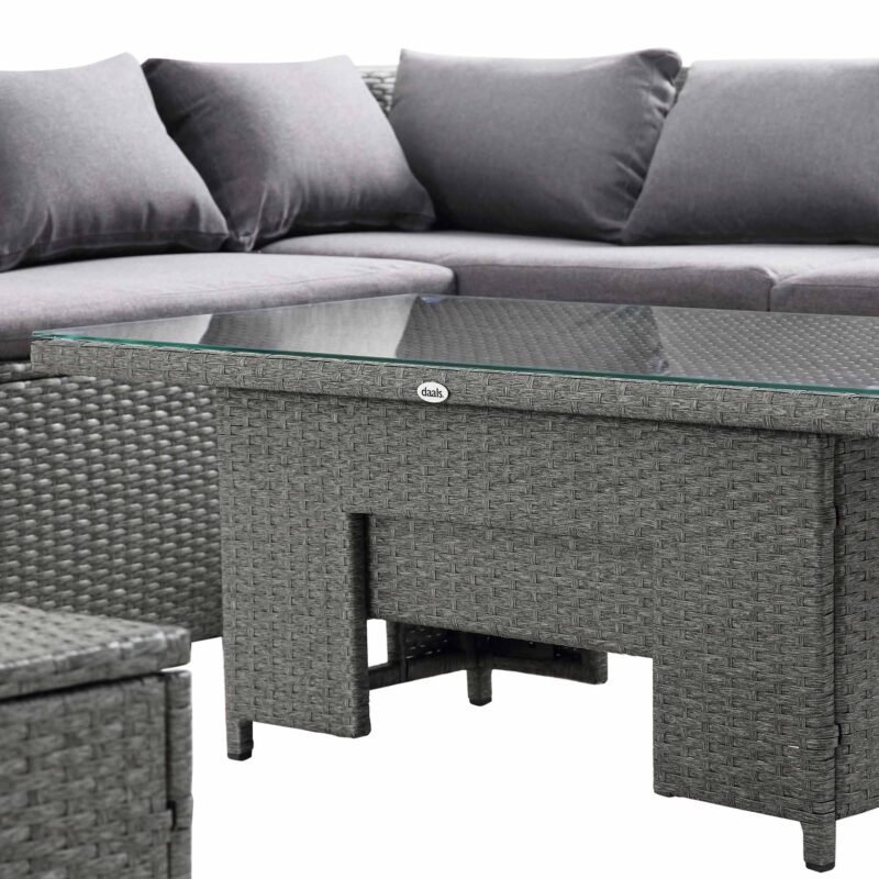 Granchester Rattan Rectangular Corner Dining Sofa Set with Rising Table, Grey - Image 11
