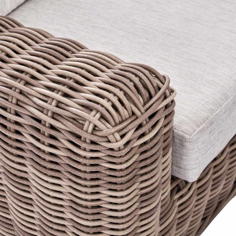 Bellagio Round Wicker Large Corner Casual Dining Set with Rising Firepit Table, Natural - Image 16