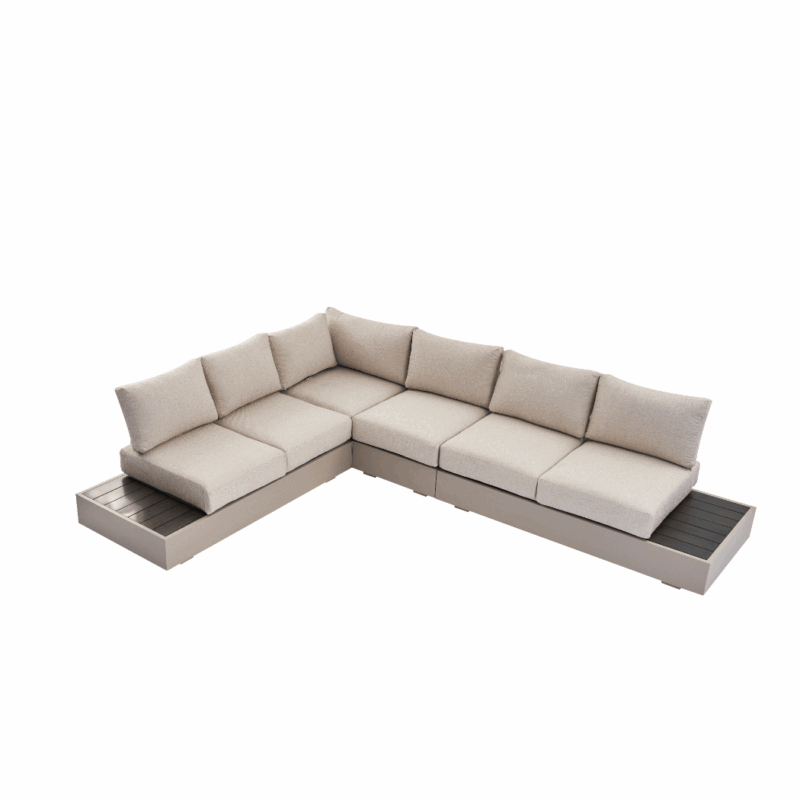 Jardin Aluminium Large Corner Casual Dining Set with Rising Table, Pumice - Image 7