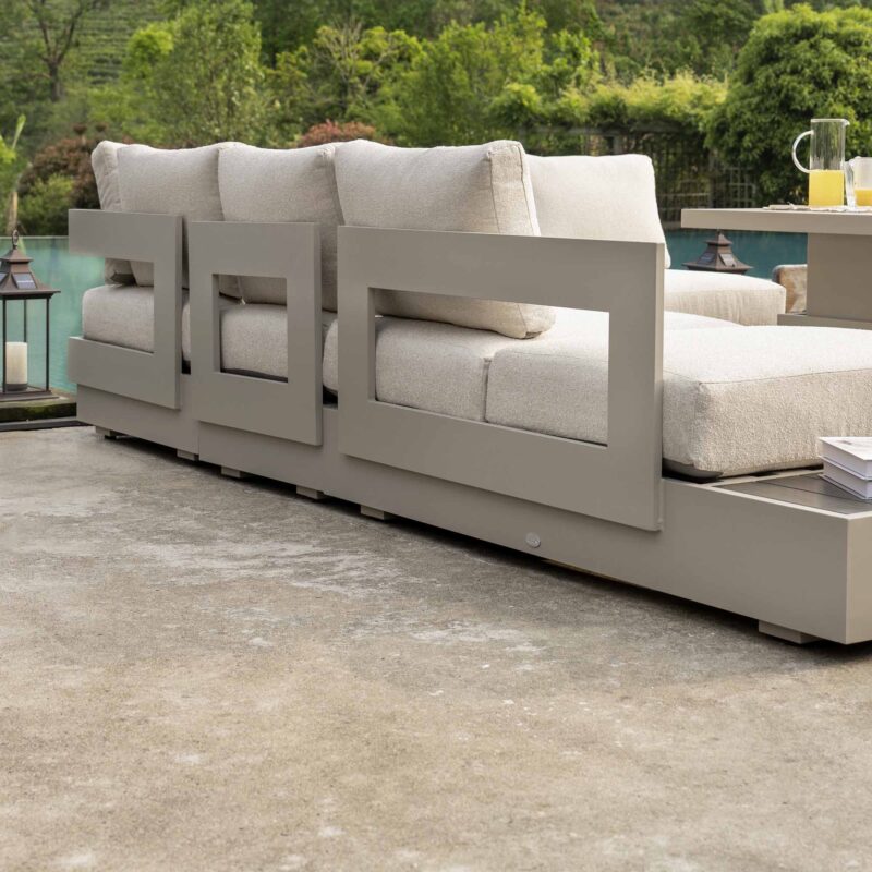 Jardin Aluminium Large Corner Casual Dining Set with Rising Table, Pumice - Image 5