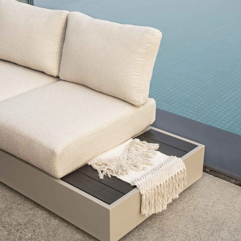 Jardin Aluminium Large Corner Casual Dining Set with Rising Firepit Table, Pumice - Image 5