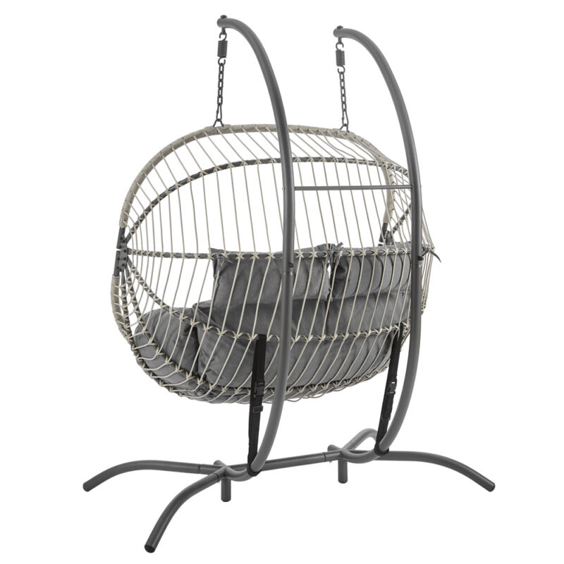 Harrington Rattan + Rope Indoor Outdoor DOUBLE Hanging Chair - Image 7