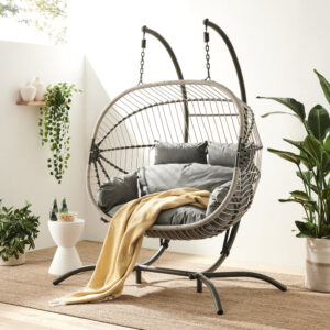 Harrington Rattan + Rope Indoor Outdoor DOUBLE Hanging Chair
