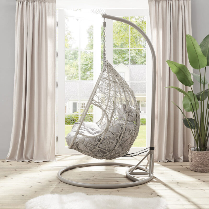 Deneb Light Grey Indoor Outdoor Double Hanging Chair - Image 4