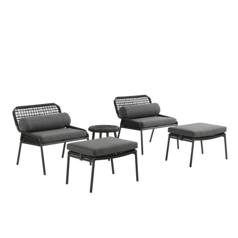 Pomona Rope Weave Bistro Set, Dark Grey Fabric with Black Frame - Image 10
