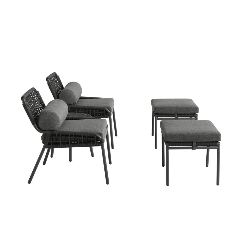 Pomona Rope Weave Bistro Set, Dark Grey Fabric with Black Frame - Image 13