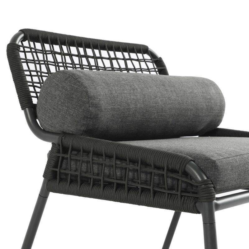 Pomona Rope Weave Bistro Set, Dark Grey Fabric with Black Frame - Image 14