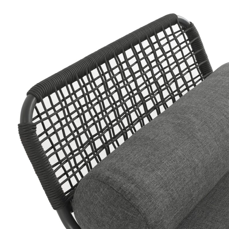 Pomona Rope Weave Bistro Set, Dark Grey Fabric with Black Frame - Image 15