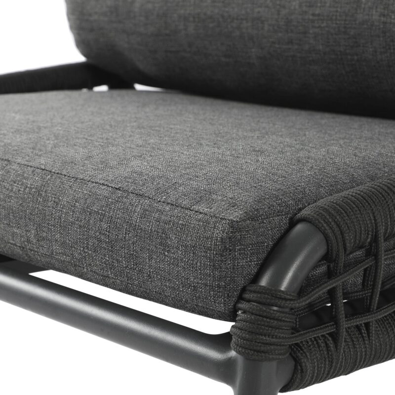 Pomona Rope Weave Bistro Set, Dark Grey Fabric with Black Frame - Image 16
