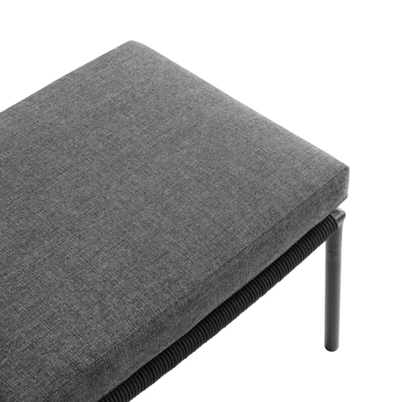 Pomona Rope Weave Bistro Set, Dark Grey Fabric with Black Frame - Image 17