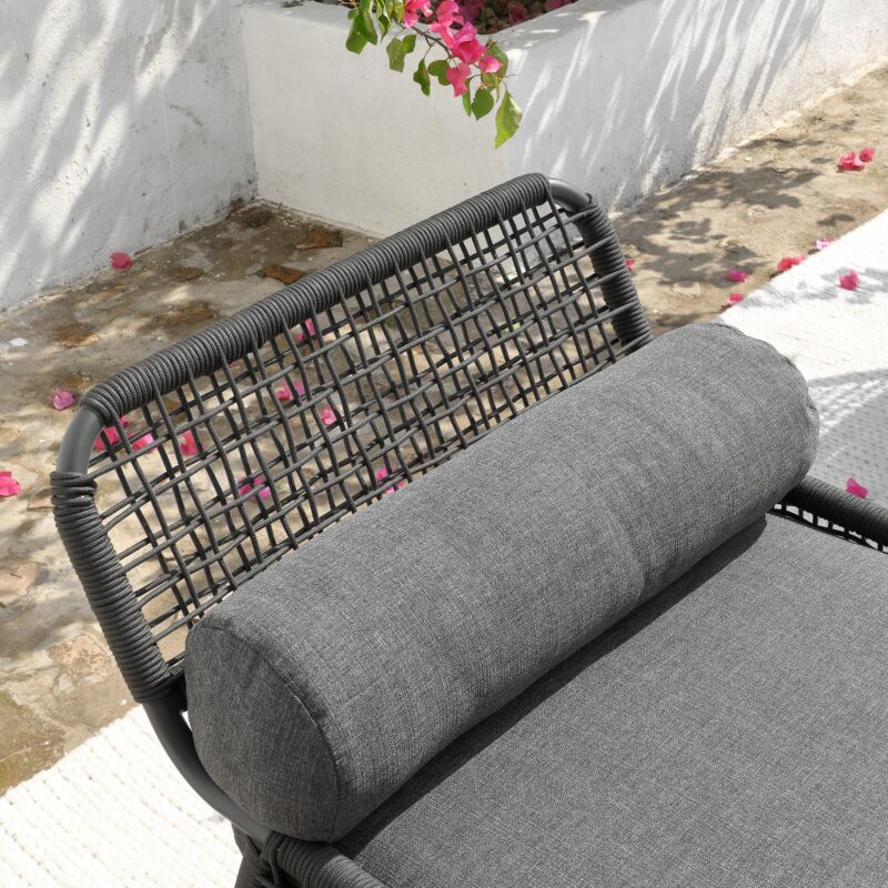 Pomona Rope Weave Bistro Set, Dark Grey Fabric with Black Frame - Image 6