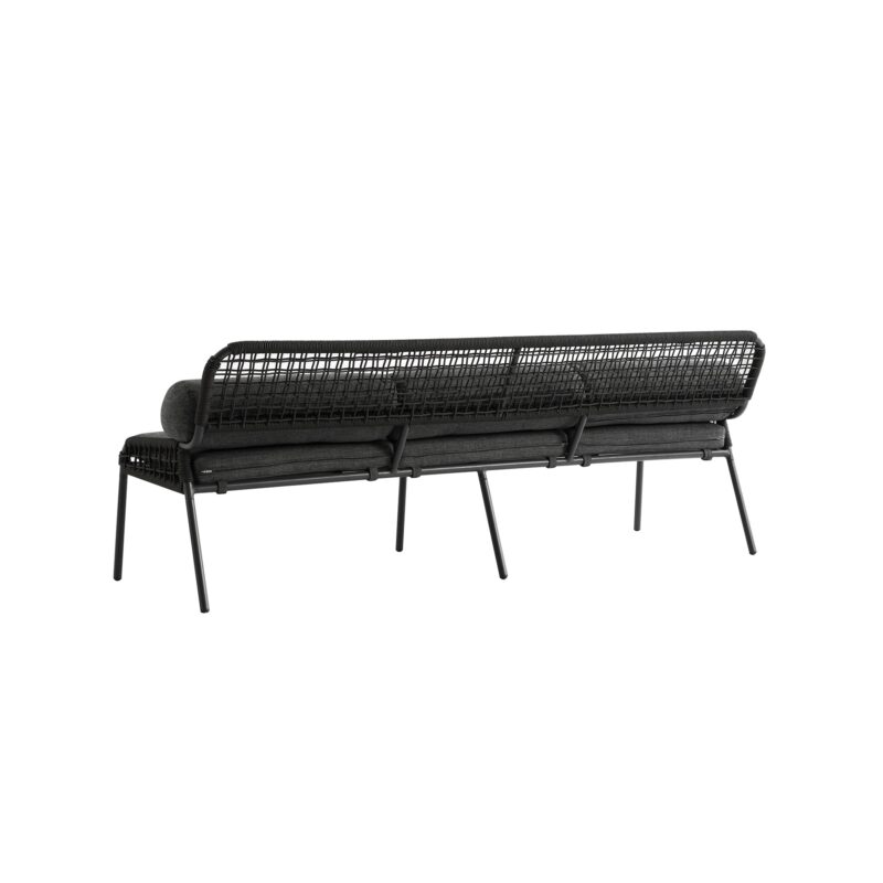 Pomona Rope Weave 5-Seater Sofa Set, Dark Grey Fabric with Black Frame - Image 15