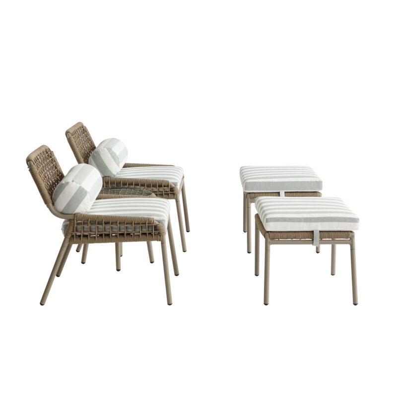 Pomona Rope Weave Bistro Set, Sage Striped Fabric with Taupe Frame - Image 13