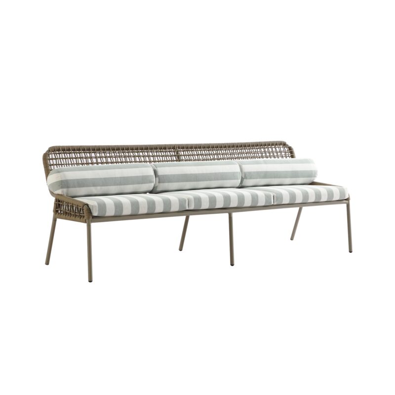 Pomona Rope Weave 5-Seater Sofa Set, Sage Striped Fabric with Taupe Frame - Image 15