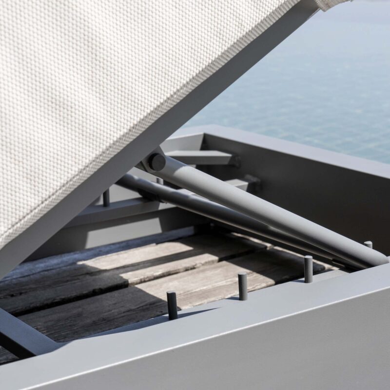 Pedra Rope and Aluminium Outdoor Sun Lounger and Side Table Set, Grey - Image 4