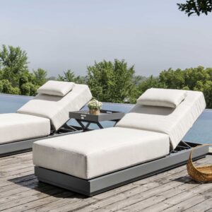 Pedra Rope and Aluminium Outdoor Sun Lounger, Grey