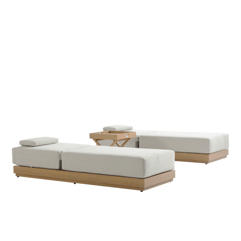 Pedra Rope and Aluminium Outdoor Sun Lounger and Side Table Set, Natural - Image 4