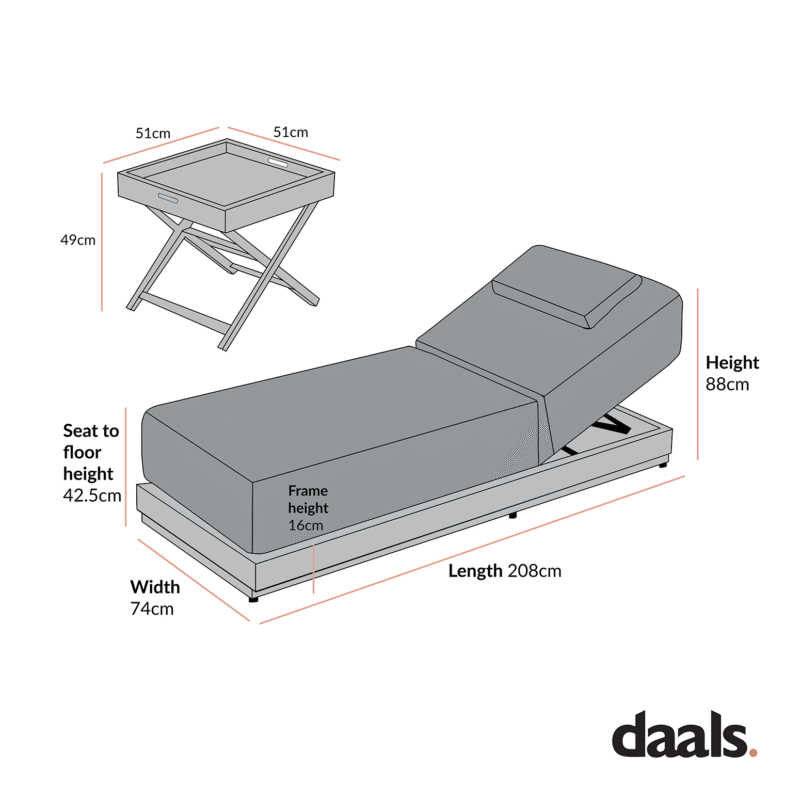 Pedra Rope and Aluminium Outdoor Sun Lounger and Side Table Set, Natural - Image 3