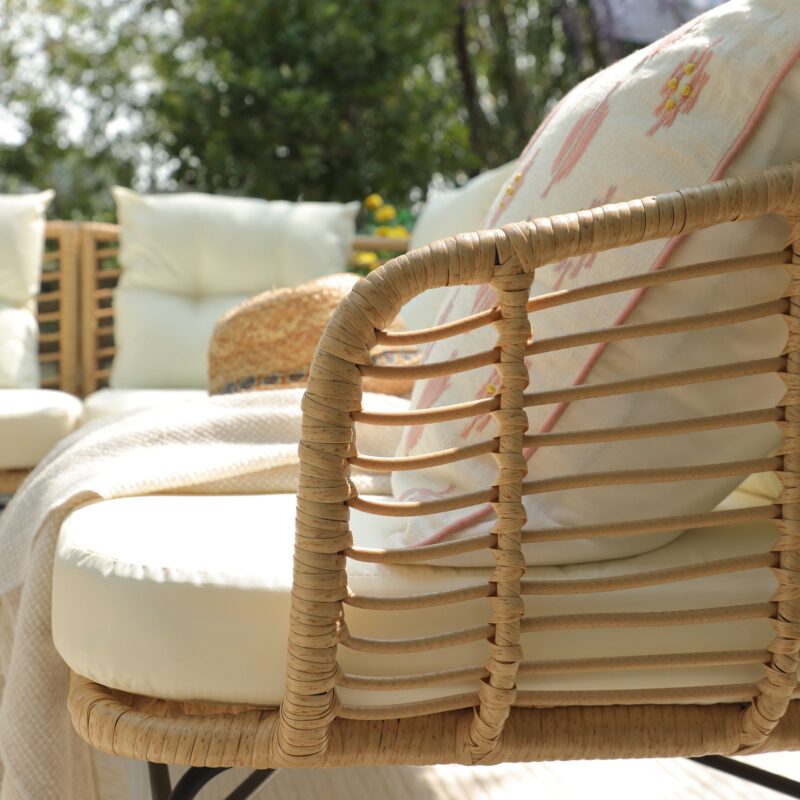 St Loy Natural Rattan Corner Sofa Set with Table - Image 8